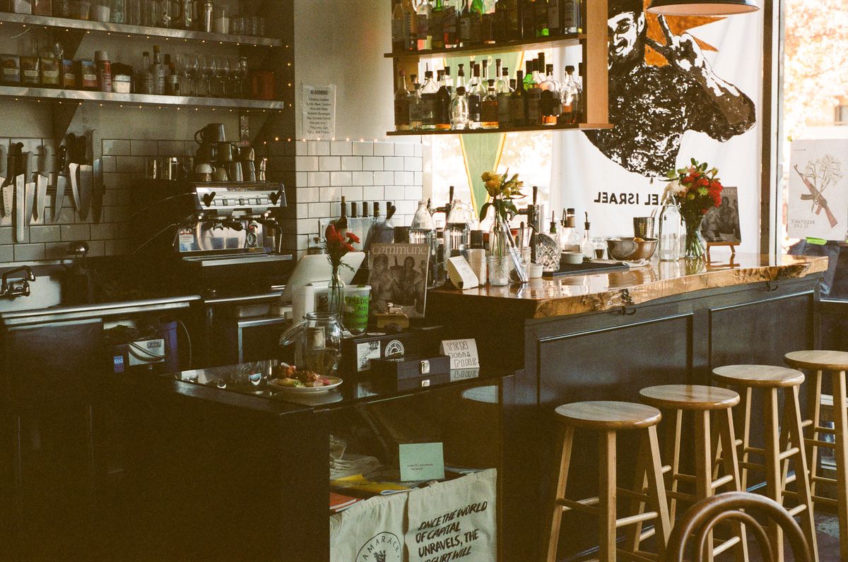 A view of the bar counter at Tamarack