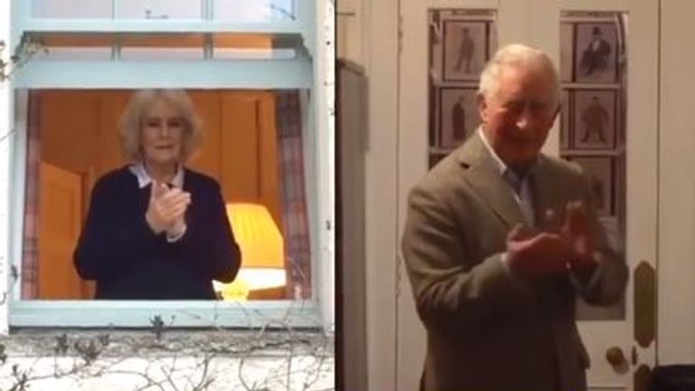 Charles and Camilla joined the nation in the round of applause to thank NHS workers. Pic: Instagram