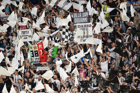 Juventus fans in the stands. Supporters from the Curva Sud staged a protest against their treatment by the club outside the stadium before the match against Milan.
