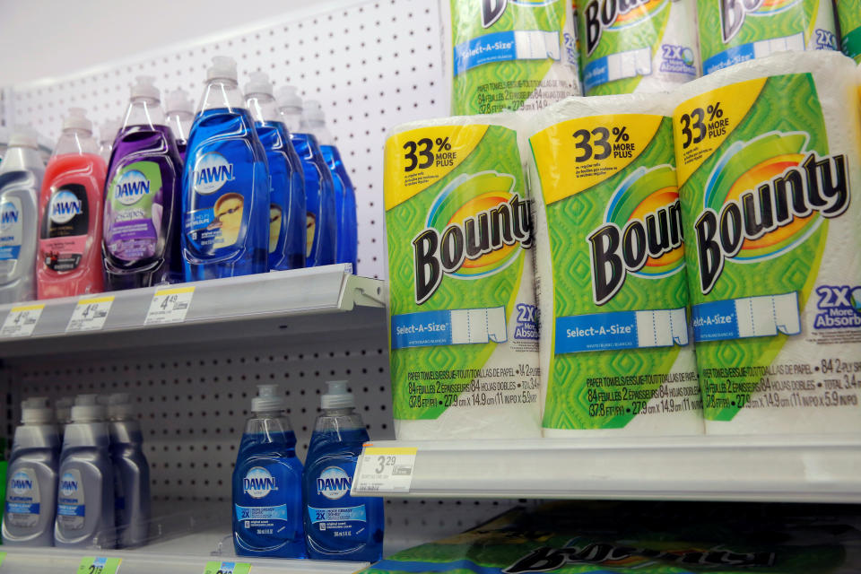 Procter & Gamble&#39;s  Dawn and Bounty are seen in a store in Manhattan, New York, U.S., August 1, 2016.  REUTERS/Andrew Kelly 