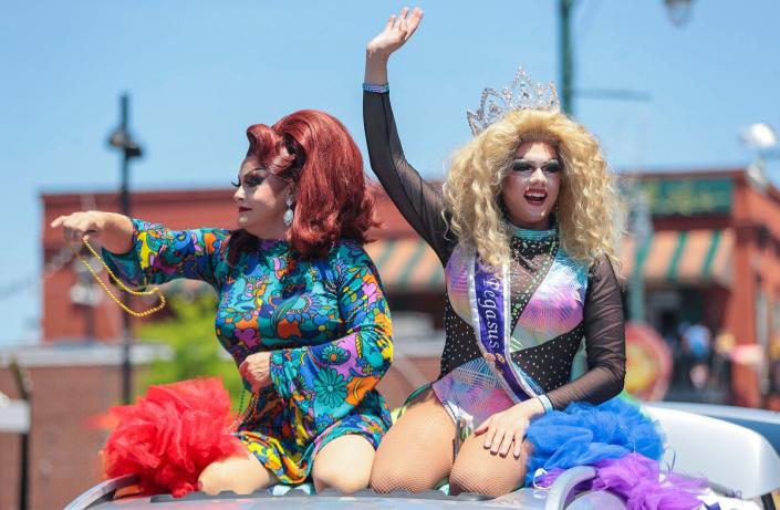 Pageant winners throw out at the Memphis Pride Festival &amp; Parade. (AP)
