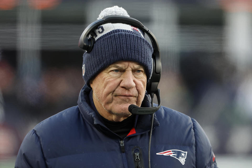 Bill Belichick hasn&#39;t won a playoff game since Tom Brady left for Tampa Bay. (Photo By Winslow Townson/Getty Images)