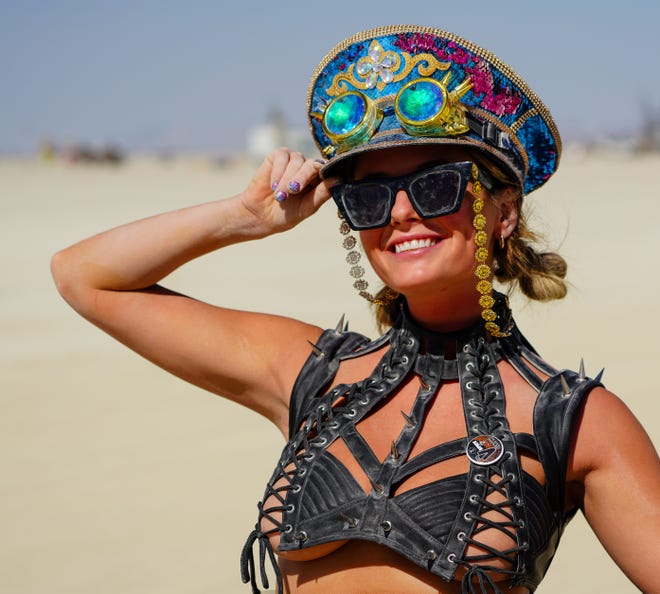 Molly Davis of Salt Lake City poses for a photo at Burning Man.