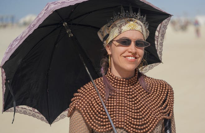 Liana Gilloly of Oakland poses for a photo at Burning Man.