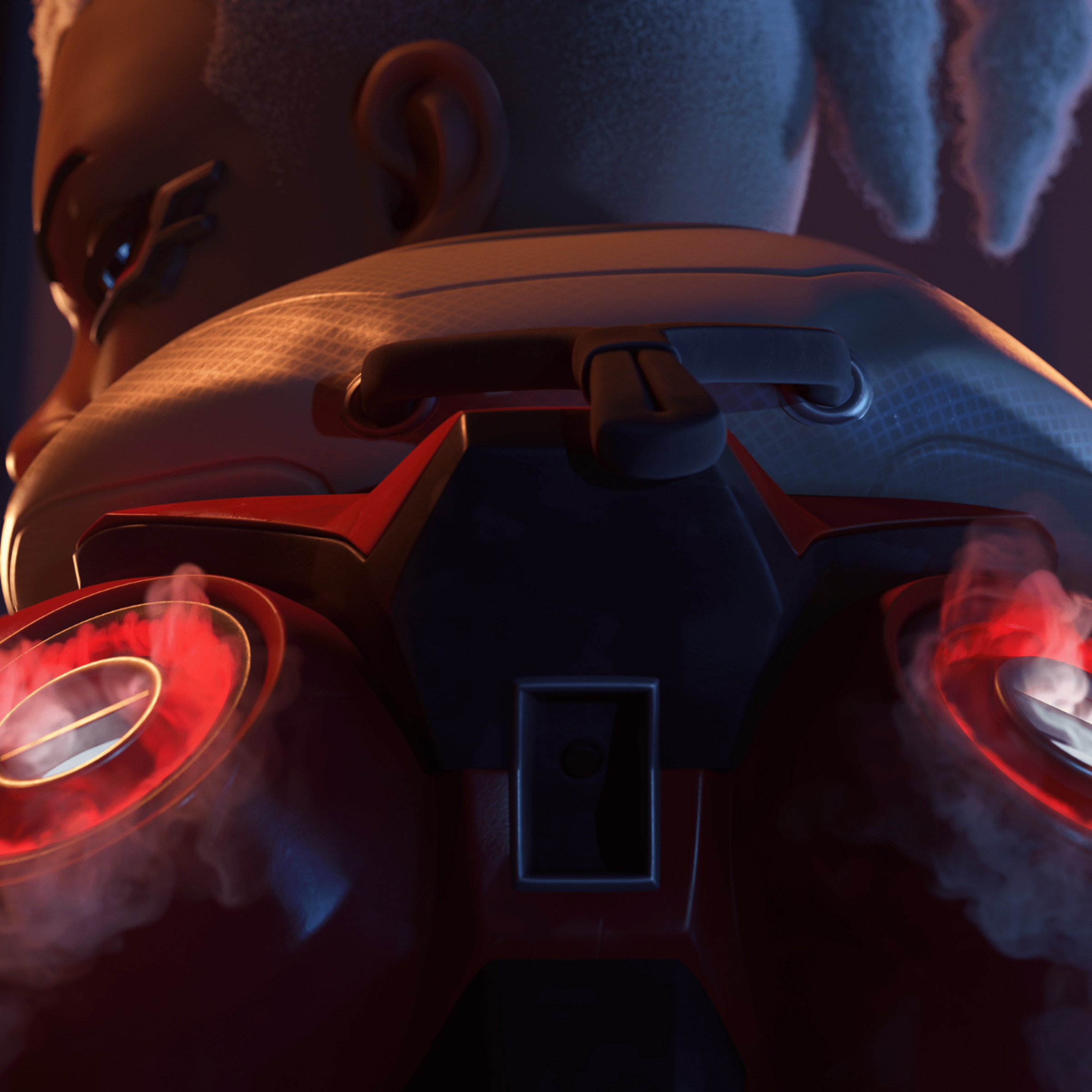 Screenshot from Overwatch 2 featuring the hero Sojourn, a female African Canadian hero with a fully cybernetic body