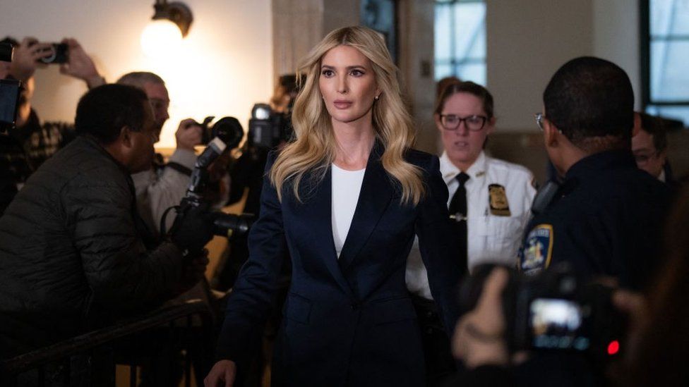 Ivanka Trump, daughter of former US President Donald Trump, returns after a lunch break in the Trump Organization civil fraud trial