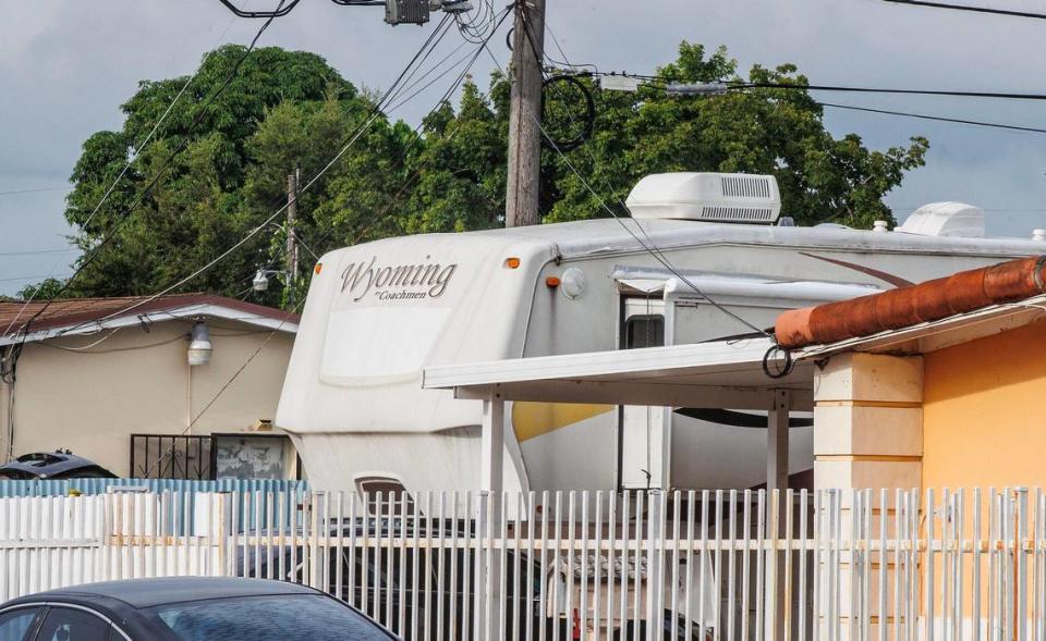 View of a recreational vehicle in East Hialeah. The city approved a restrictive ordinance to prevent the use of RVs being rented as alternative housing. Hialeah, FL, Tuesday, September 26, 2023 Pedro Portal/pportal@miamiherald.com