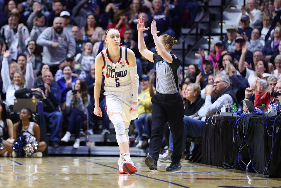 Paige Bueckers said she'll be back at UConn for another season next year. (M. Anthony Nesmith/Icon Sportswire via Getty Images)