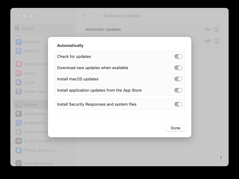 Automatic updates macOS