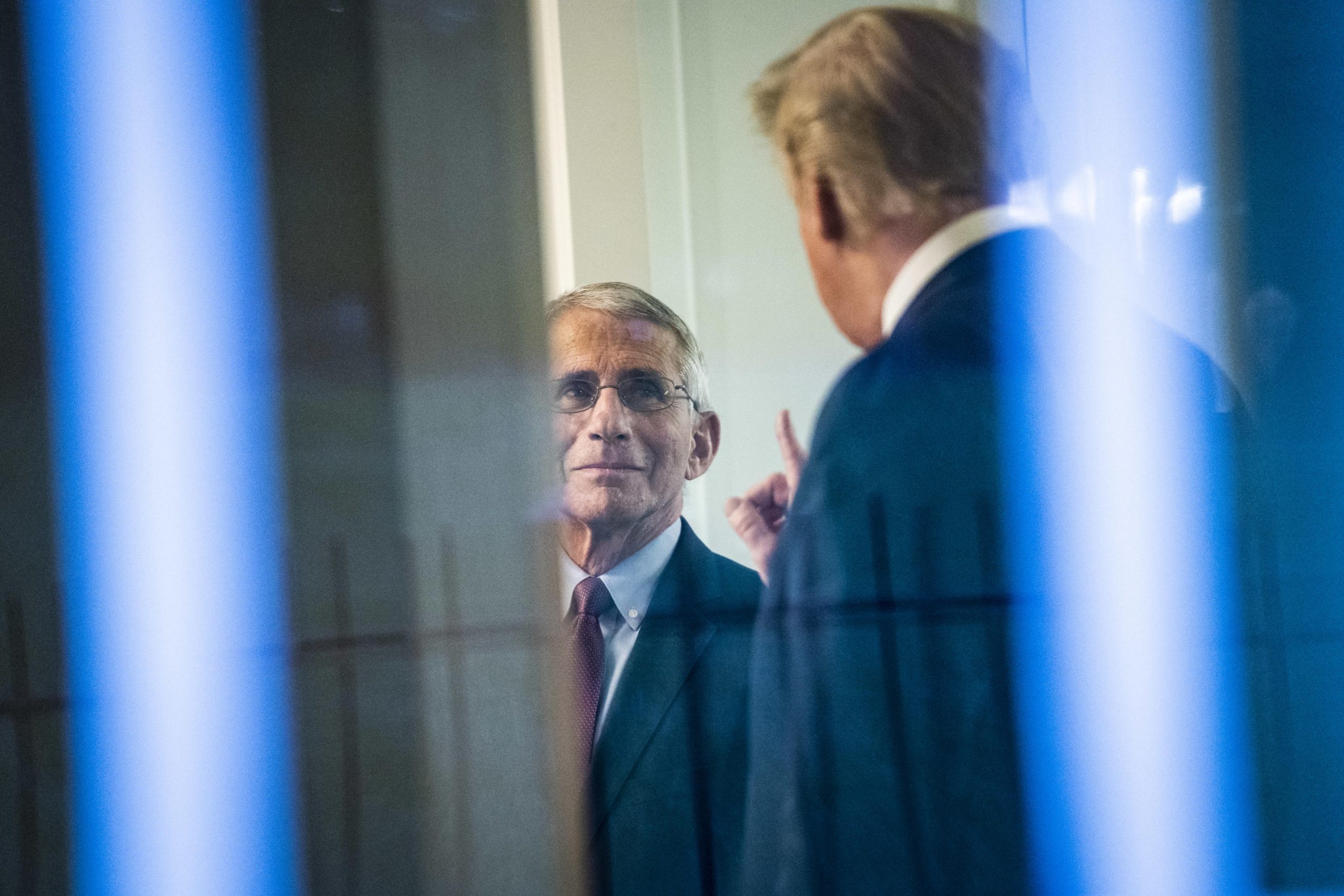 Donald Trump, right, with Anthony Fauci in 2020