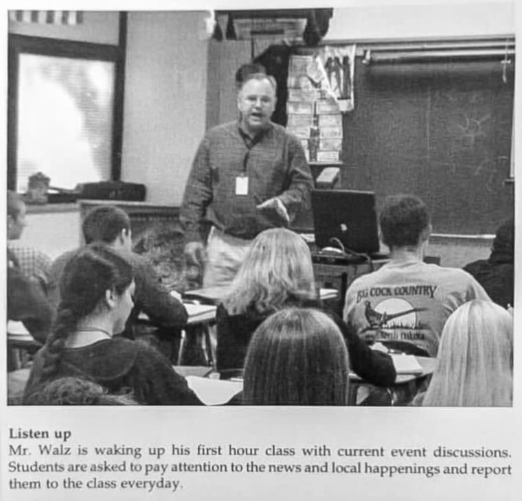 A photo from the Mankato West High School yearbook featuring Tim Walz.