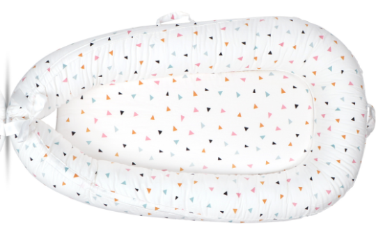 Recalled Cosy Nation Baby Lounger in Triangle print