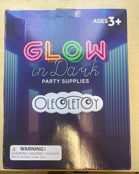 Packaging of the recalled Glow in Dark Party Supplies Toy Set (Front of Package)