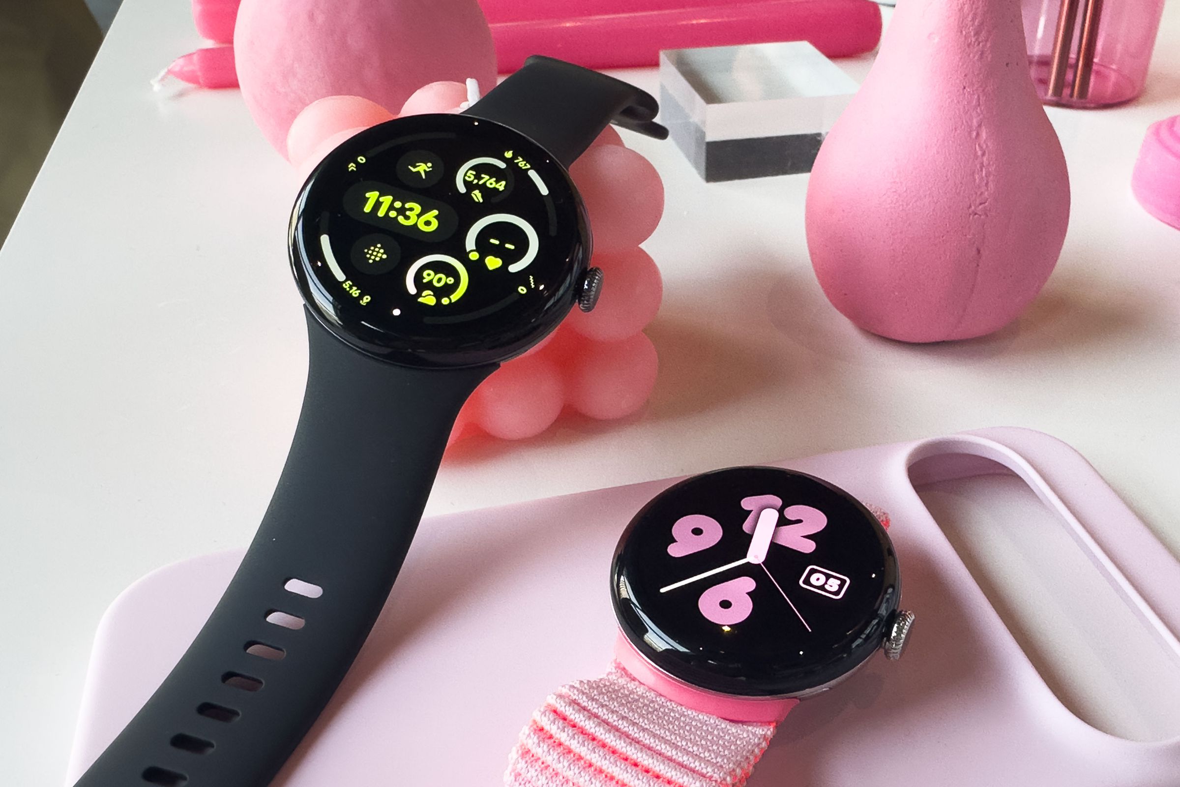 Both sizes of the PIxel Watch 3 side by side