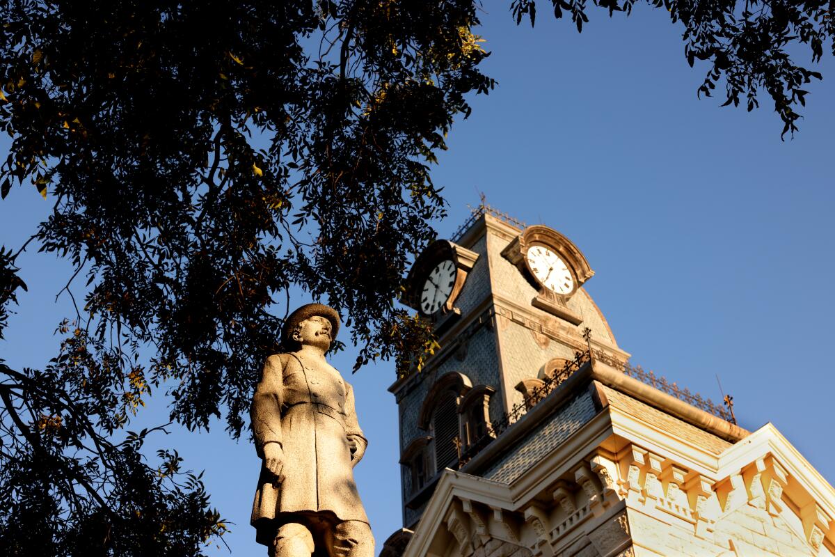 A statue of General Hiram Bronson Granbury, a Brigadier General in the Confederate Arm