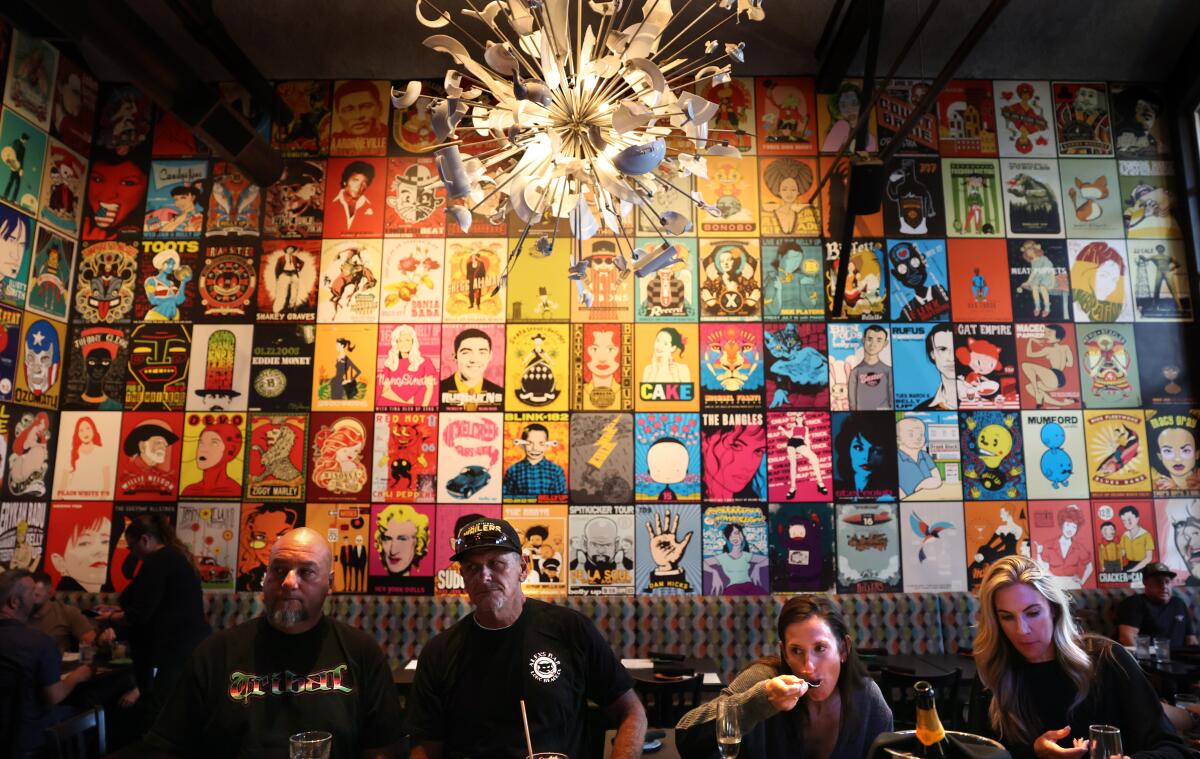 Customers enjoy drinks and food at the Belly Up Tavern in Solana Beach.