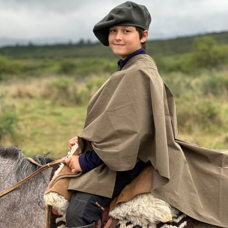 Lukas in gaucho gear for a ride at Estancia Pampa Grande in northern Argentina.