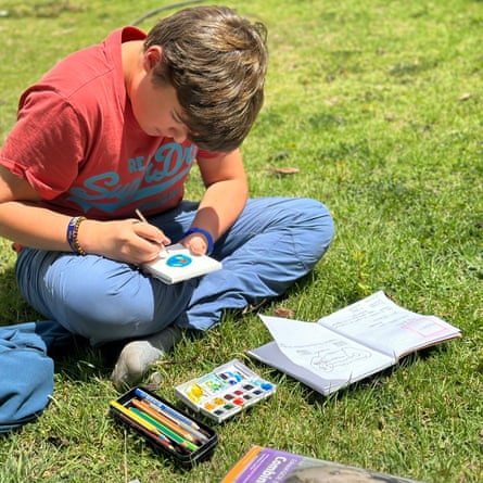 David studying in the garden of a rented house in Peru’s Sacred Valley.