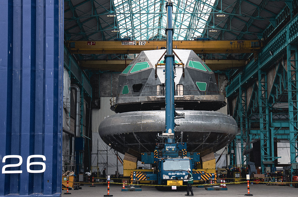 The Tara Polar Station, a research vessel designed to drift in pack ice across the Arctic Ocean