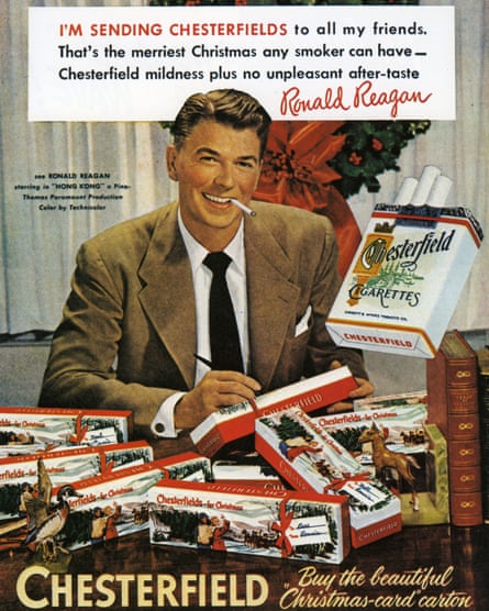 Ronald Reagan, here in a 1950 Chesterfield cigarette advert, was already well known to US voters before his political career.