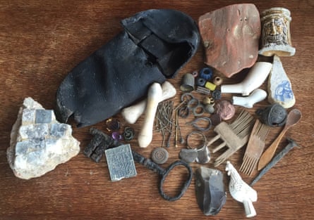 A selection of Laura Maiklem’s treasures found while mudlarking on the Thames.