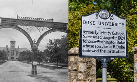 a side-by-side image of Trinity College and Duke University