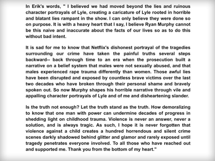 erik menendez statement