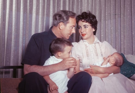 Taylor with her second husband, Michael Wilding, and their sons Michael (left) and the newborn Christopher.