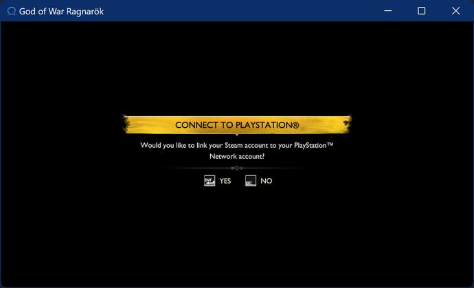 The option to link God of War Ragnarok on PC to a PSN account