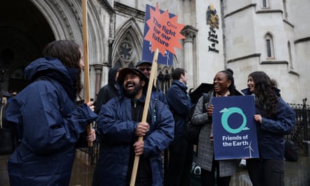 Environmental campaigners outside of the high court