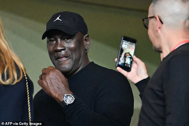 A man holds his camera on Jordan while on a FaceTime call during the game on Thursday night