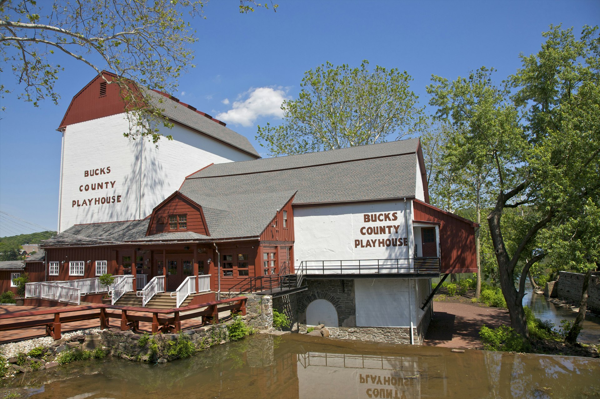 View of the Bucks County Playhouse, New Hope, Pennsylvania, USA. 