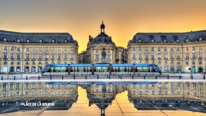 Place De La Bourse Reflecting from the Water Mirror in Bordeaux, France