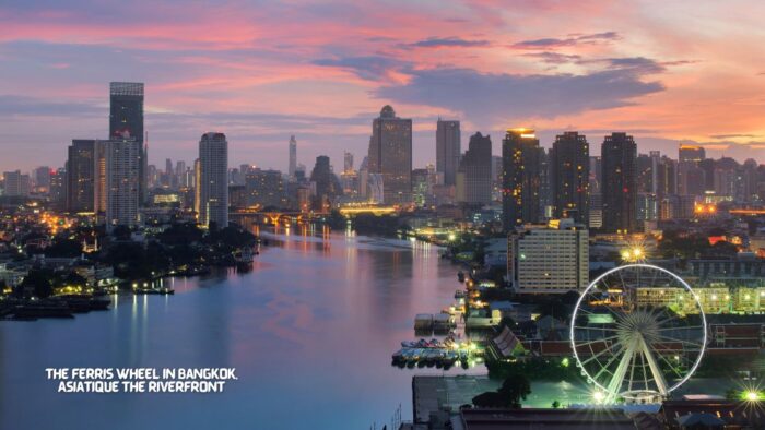 The Ferris Wheel in Bangkok, Asiatique The Riverfront in Bangkok, Chao Phraya River, Thailand