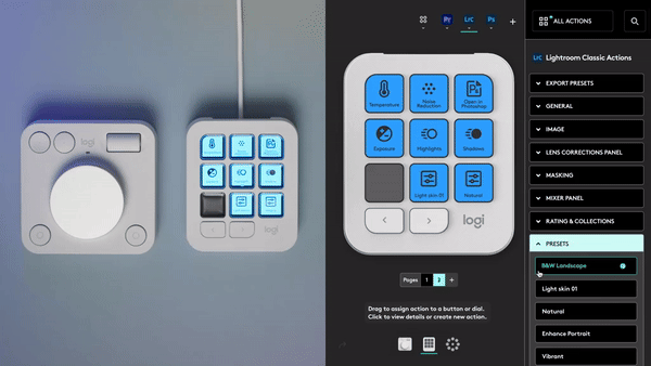 You can customize each button and key inside Logitech’s Creative Console app.