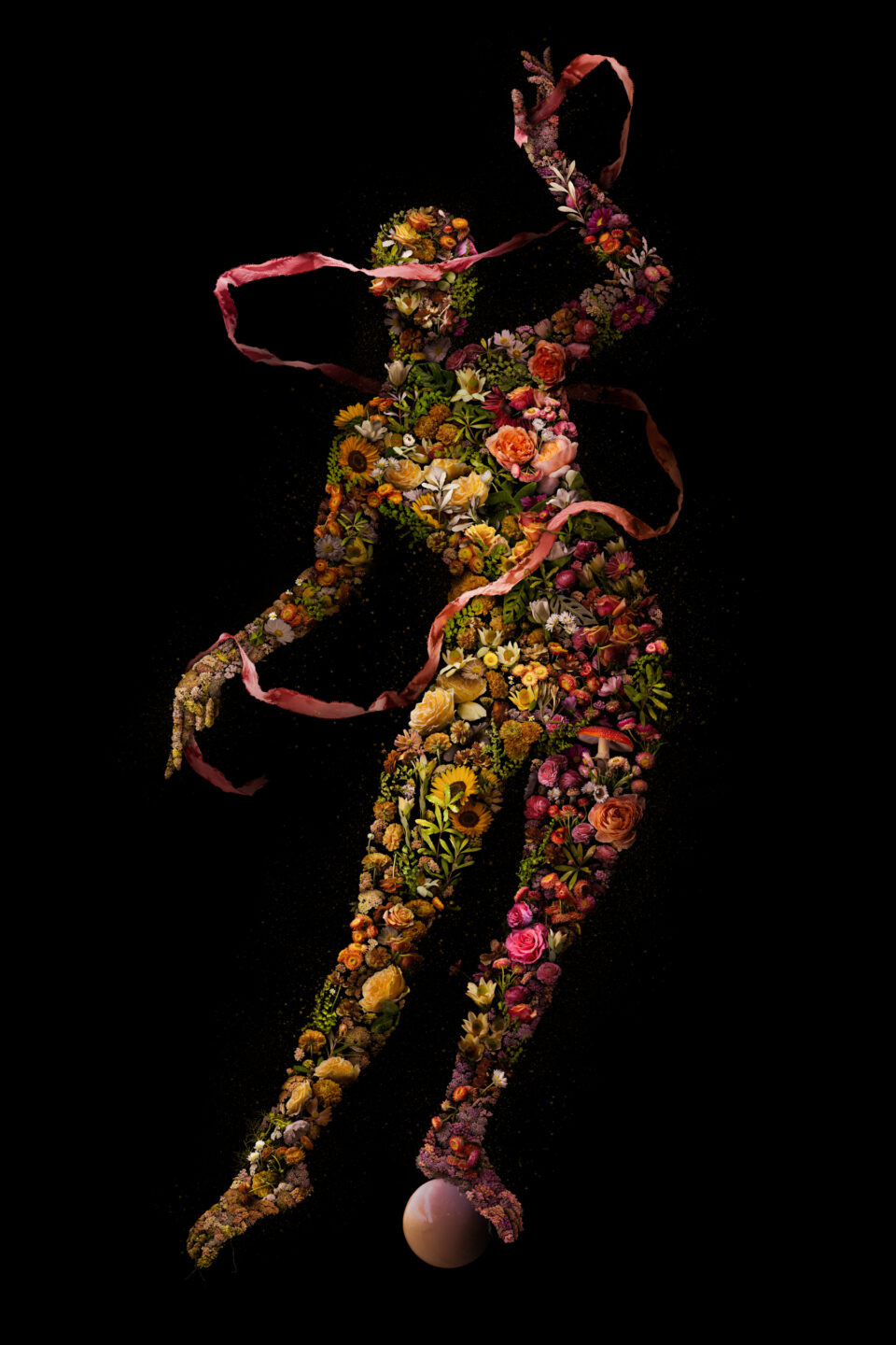 vibrant botanicals are collaged into a woman's figure