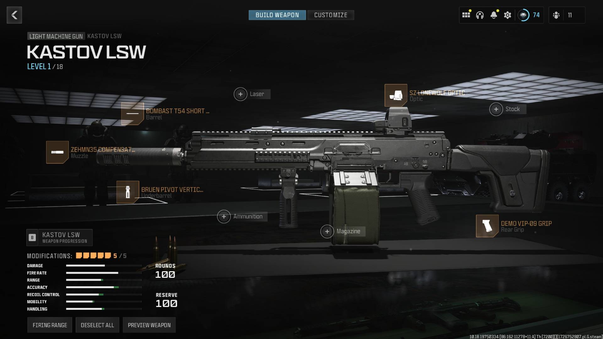 A Kastov LSW loadout in Modern Warfare 3