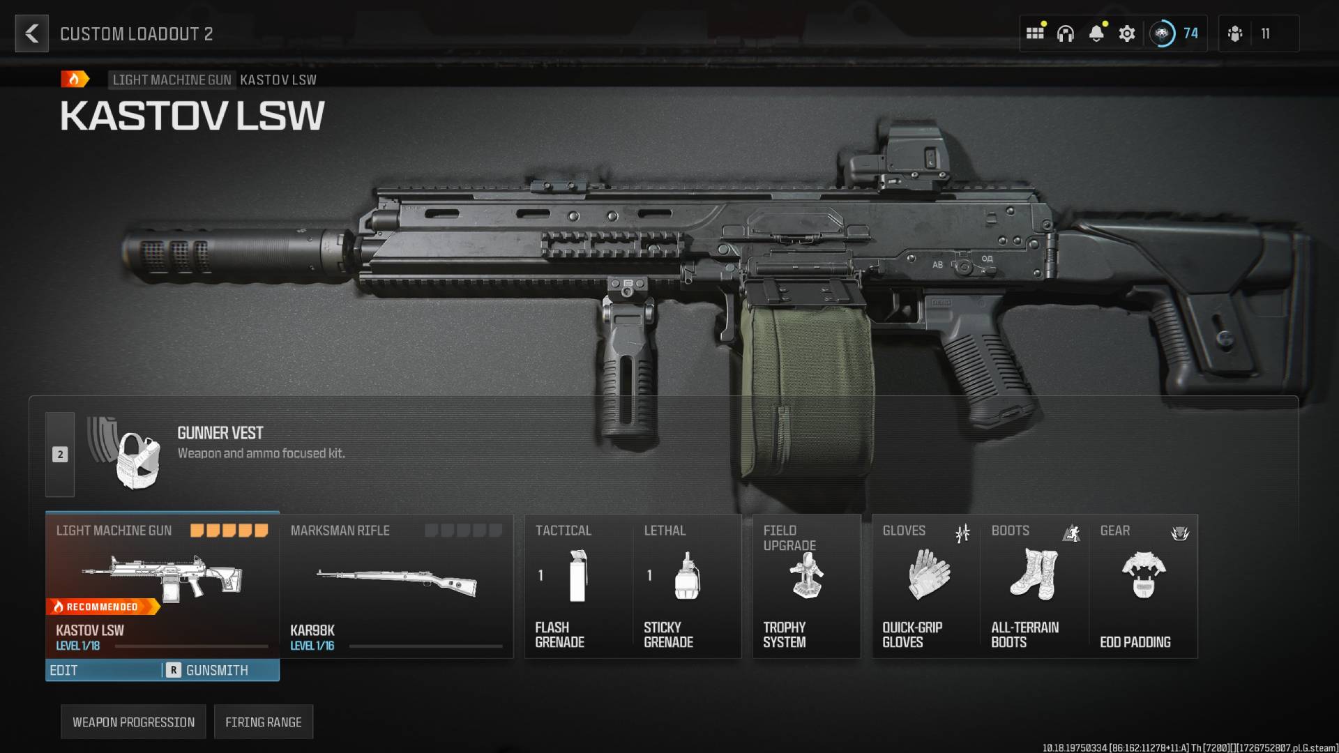 A Kastov LSW loadout in Modern Warfare 3