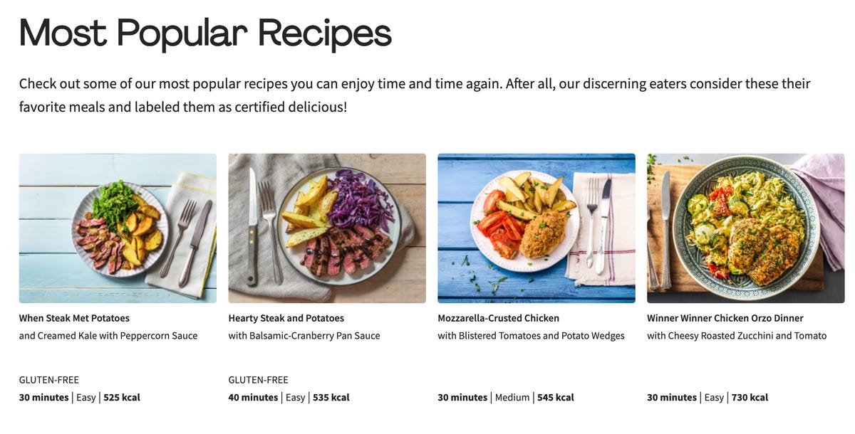 hellofresh meal options