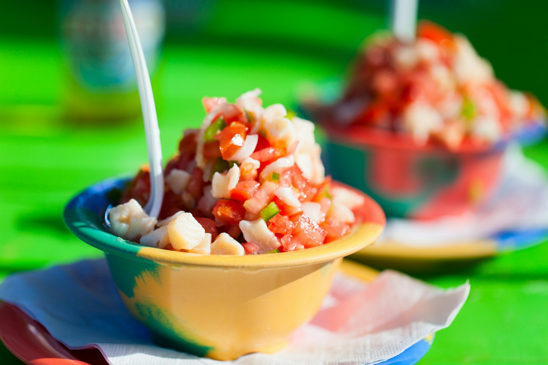 Two bowls of Bahamian conch salad.